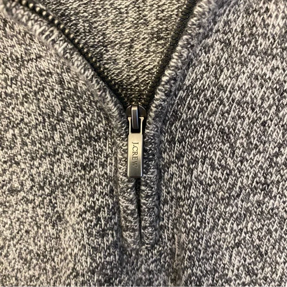 J Crew Supersoft lambswool blend mock neck zip sweater gray heathered marled M